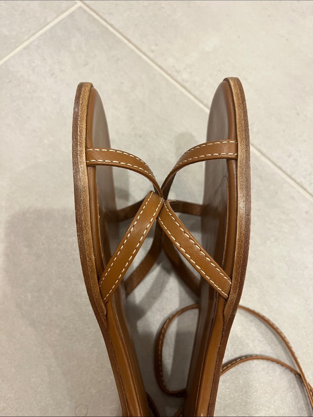 Margaux The Wrap Sandal Napa Saddle 37M / 7 M US Excellent used condition - Picture 11 of 16